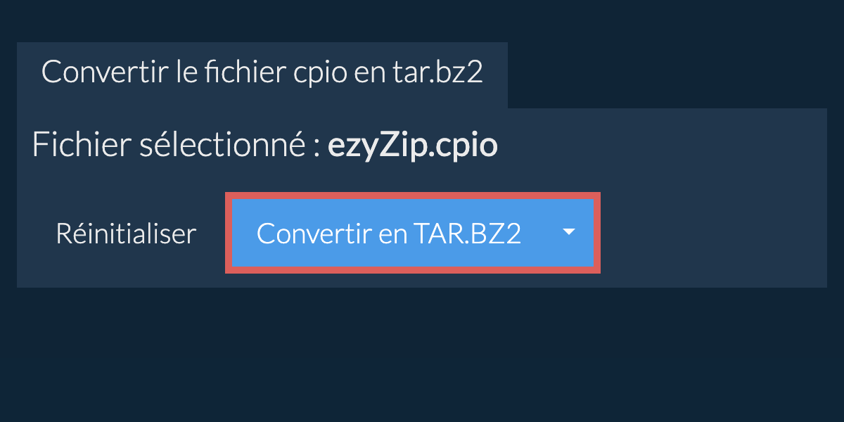 Démarrer la conversion en tar.bz2