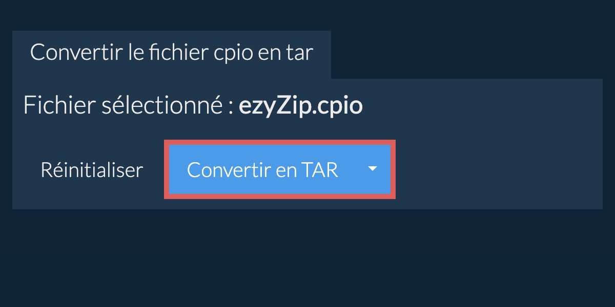 Démarrer la conversion en tar