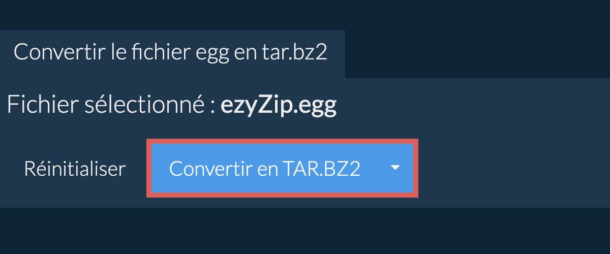 Démarrer la conversion en tar.bz2