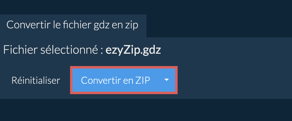 Démarrer la conversion en zip