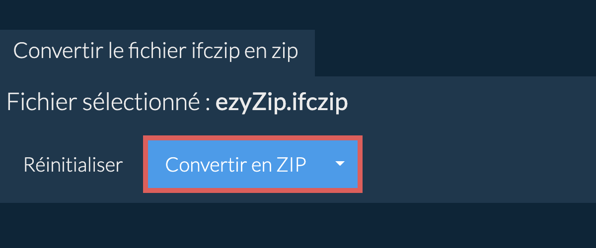 Démarrer la conversion en zip