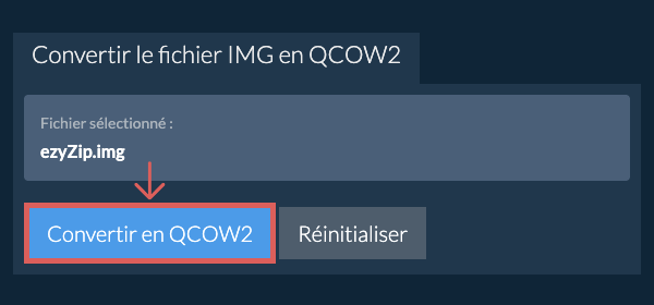 Démarrer la conversion en QCOW2