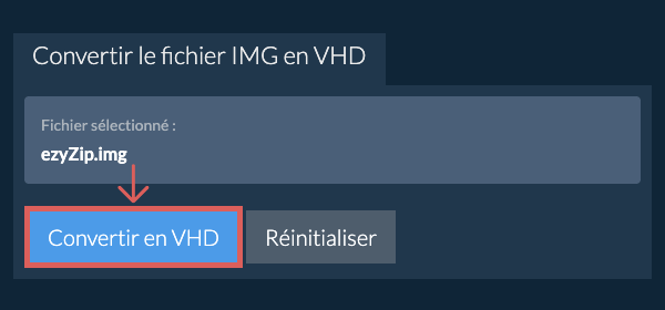 Démarrer la conversion en VHD