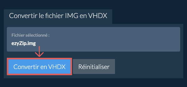 Démarrer la conversion en VHDX