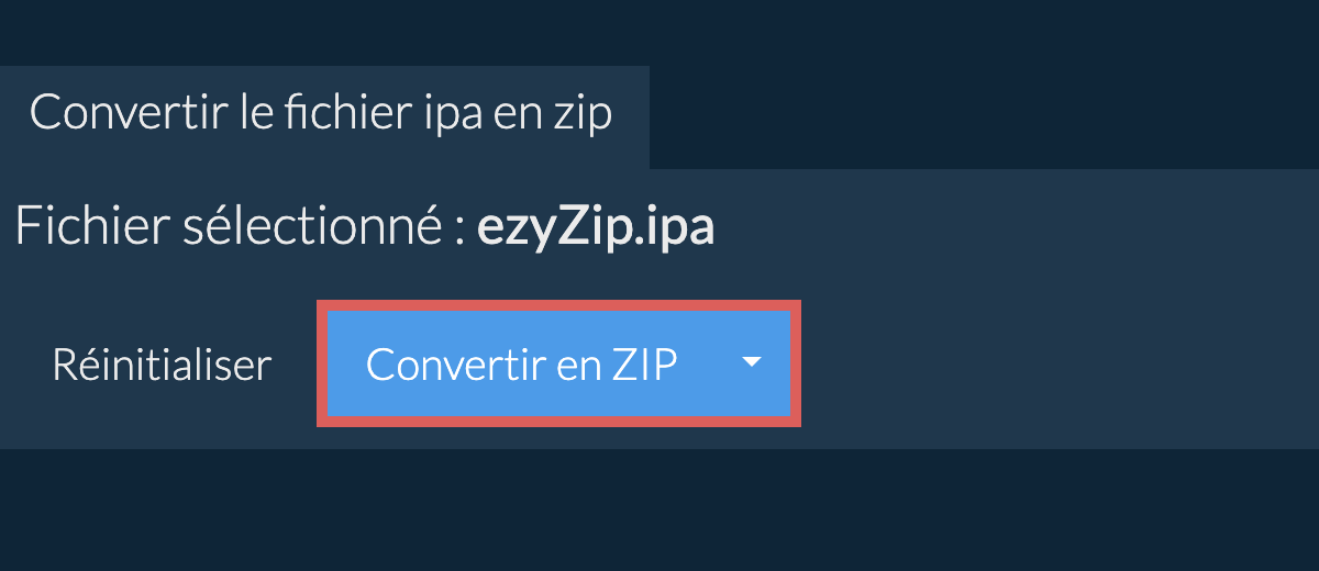 Démarrer la conversion en zip