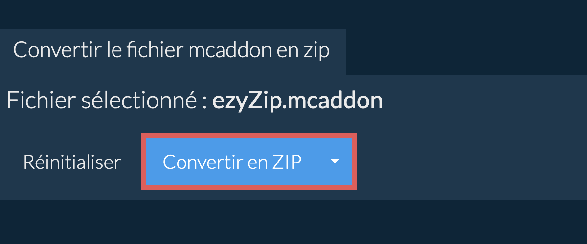 Démarrer la conversion en zip