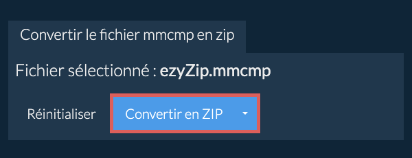 Démarrer la conversion en zip