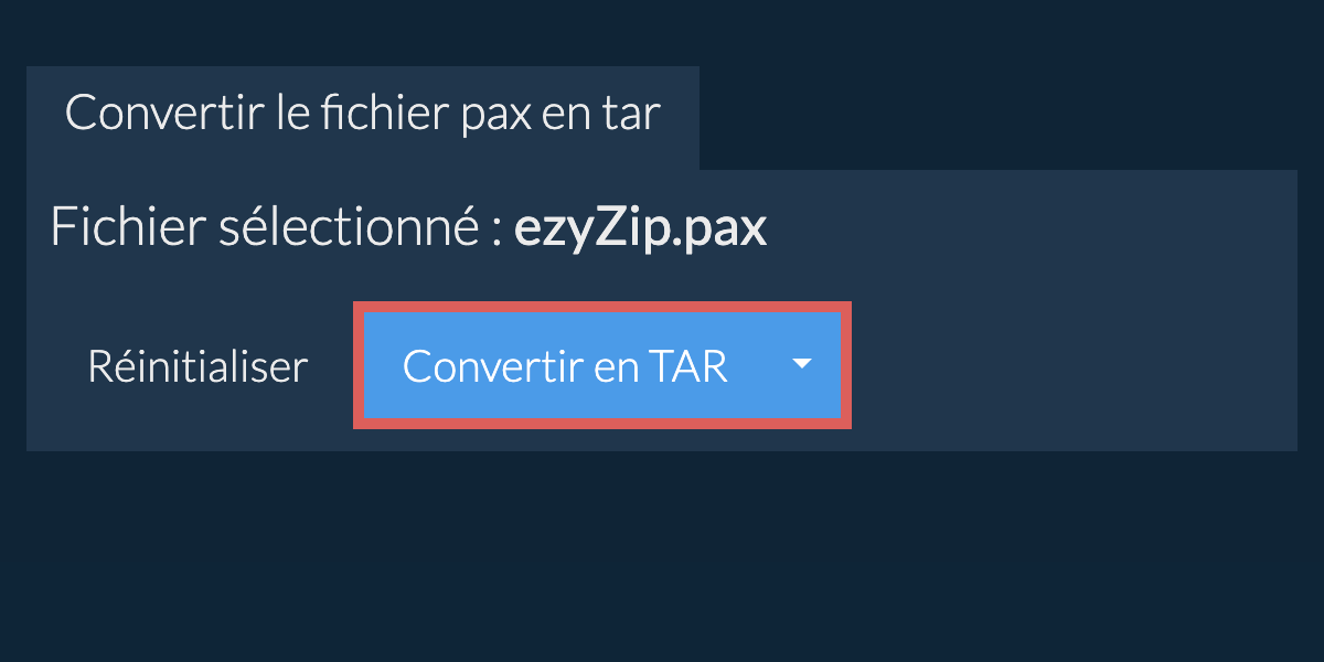 Démarrer la conversion en TAR Démarrer la conversion en TAR