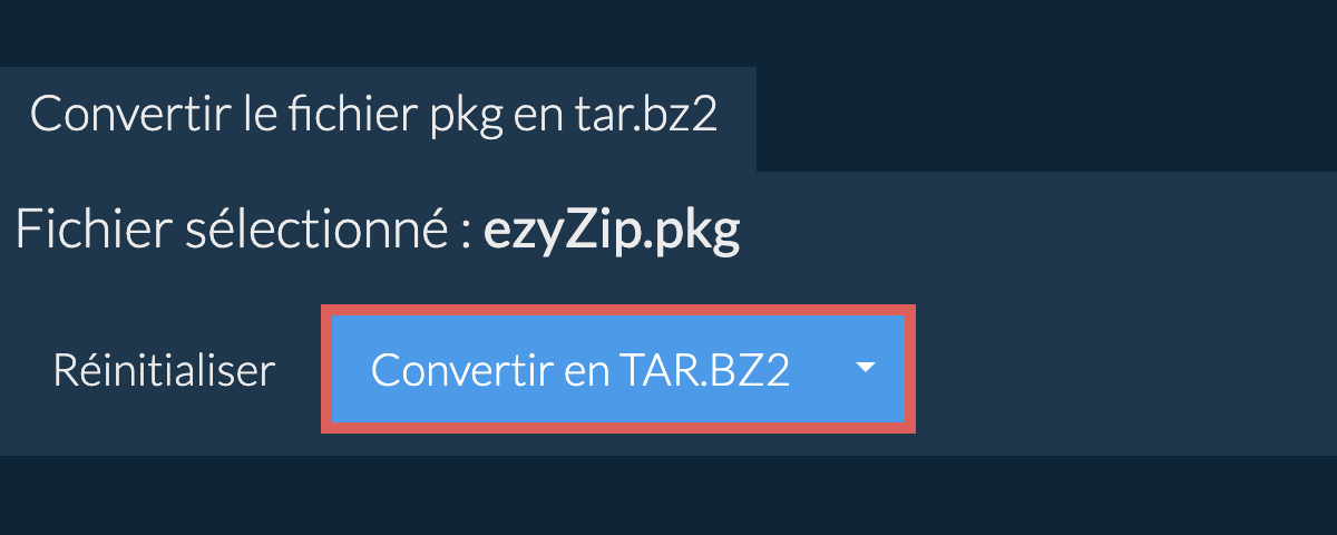 Démarrer la conversion en TAR.BZ2