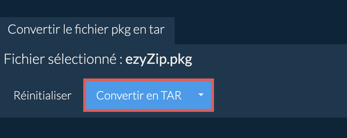Démarrer la conversion en tar