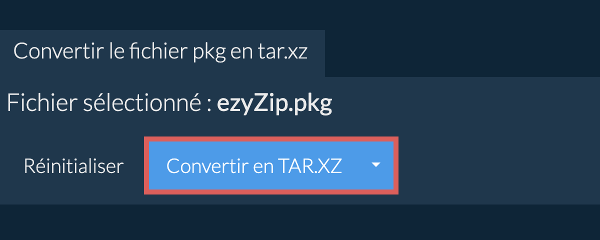 Démarrer la conversion en tar.xz