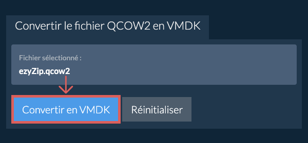 Démarrer la conversion en VMDK