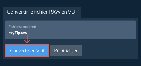 Démarrer la conversion en VDI