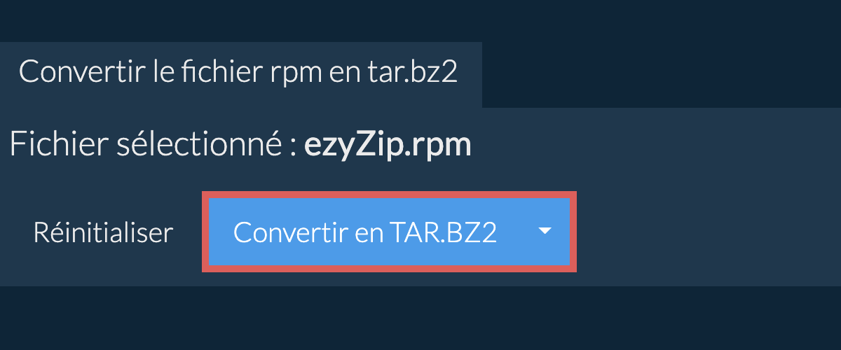 Démarrer la conversion en tar.bz2