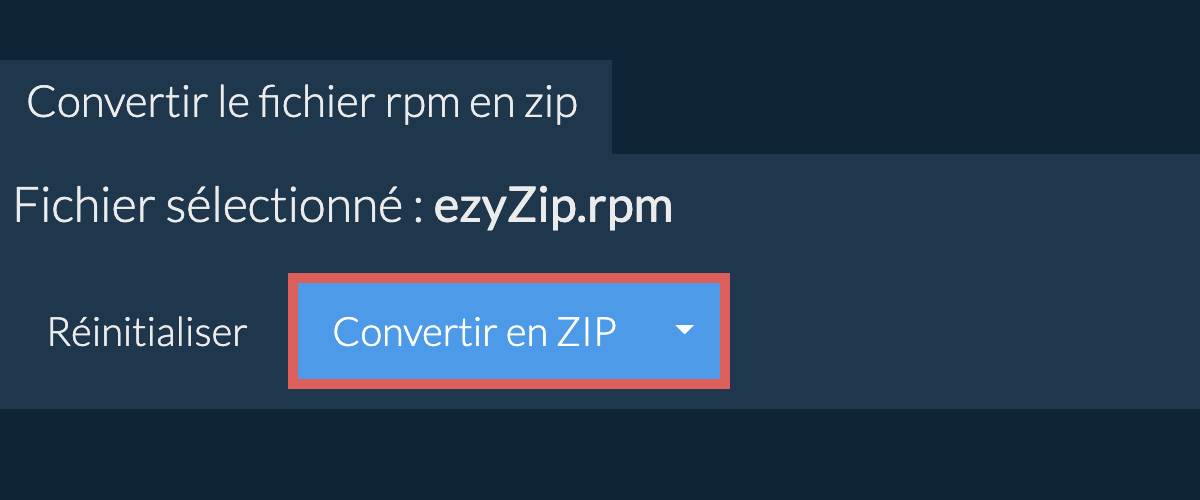 Démarrer la conversion en zip