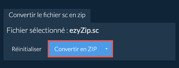 Démarrer la conversion en zip