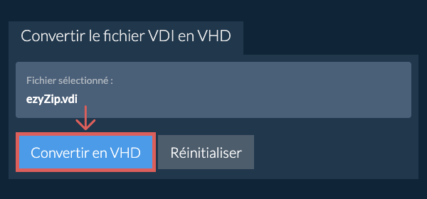 Démarrer la conversion en VHD