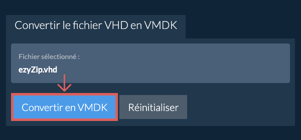 Démarrer la conversion en VMDK