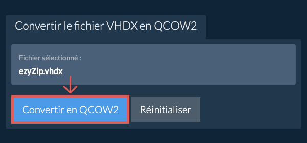 Démarrer la conversion en QCOW2