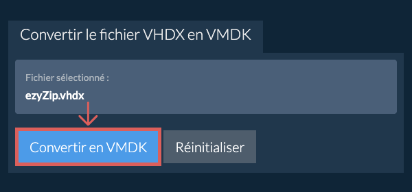 Démarrer la conversion en VMDK