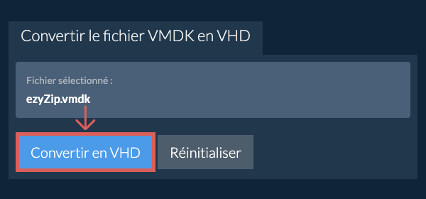 Démarrer la conversion en VHD