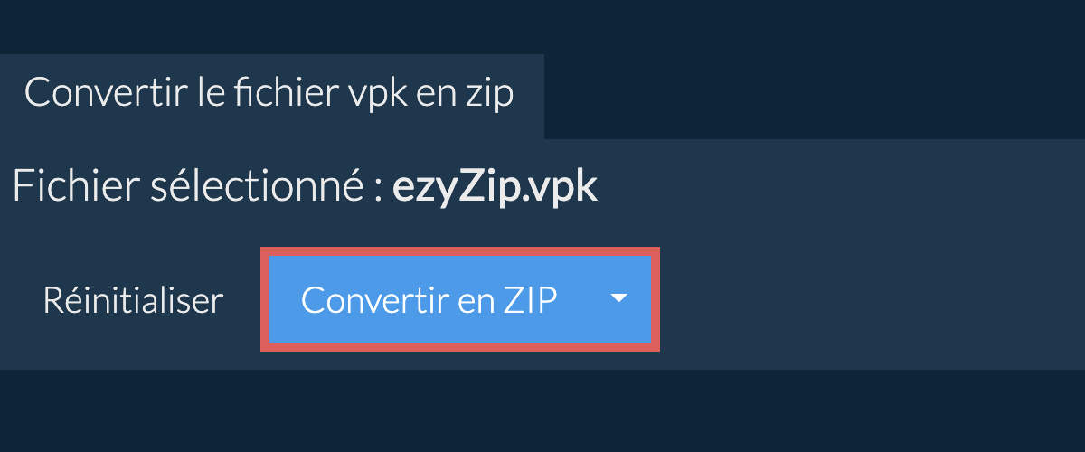 Démarrer la conversion en zip