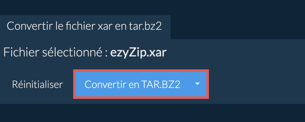 Démarrer la conversion en TAR.BZ2