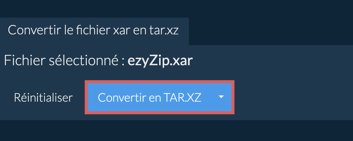 Démarrer la conversion en TAR.XZ