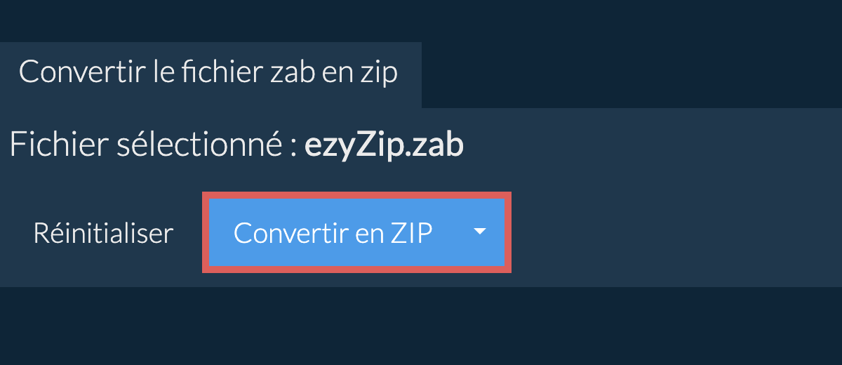Démarrer la conversion en zip