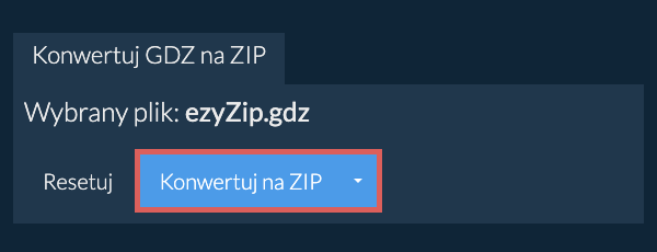 Rozpocznij konwersję na ZIP