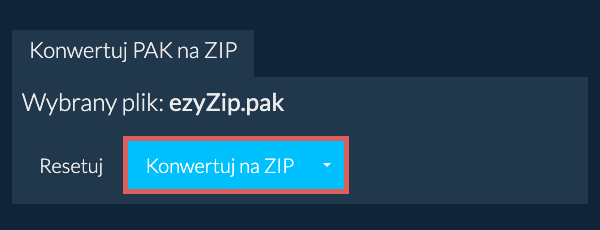 Rozpocznij konwersję na ZIP