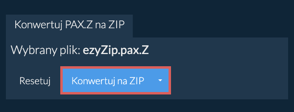 Rozpocznij konwersję na ZIP