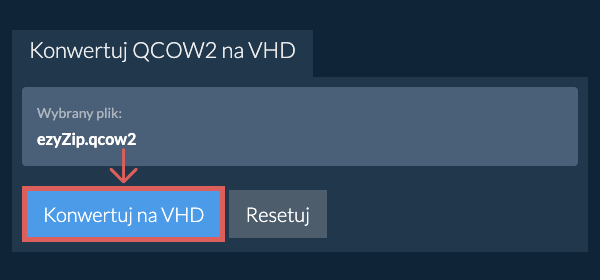 Rozpocznij konwersję na VHD