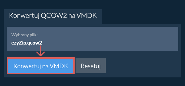 Rozpocznij konwersję na VMDK