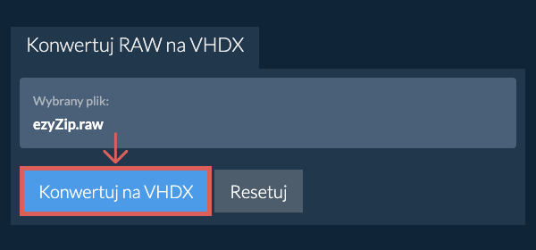 Rozpocznij konwersję na VHDX