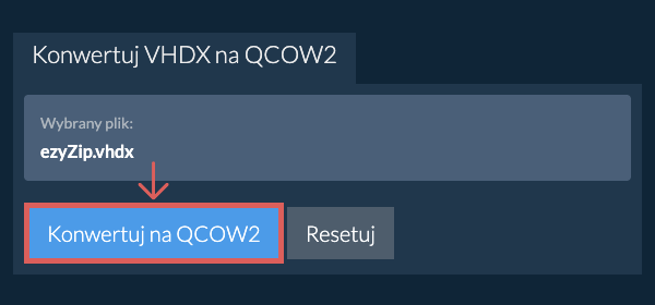 Rozpocznij konwersję na QCOW2