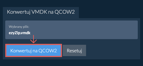 Rozpocznij konwersję na QCOW2