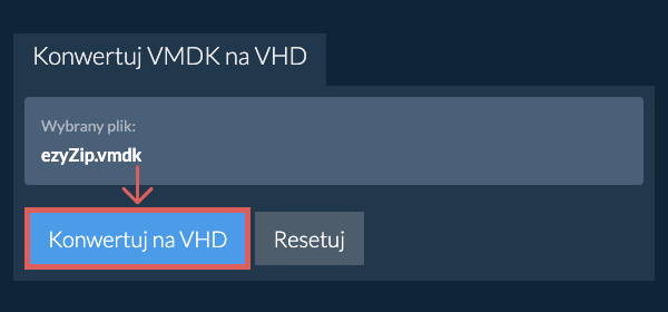 Rozpocznij konwersję na VHD