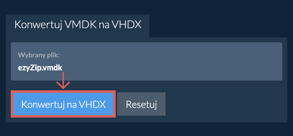 Rozpocznij konwersję na VHDX