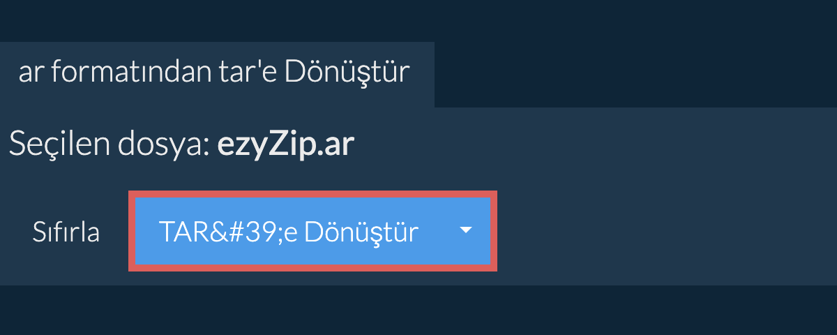 tar dönüşümüne başlayın