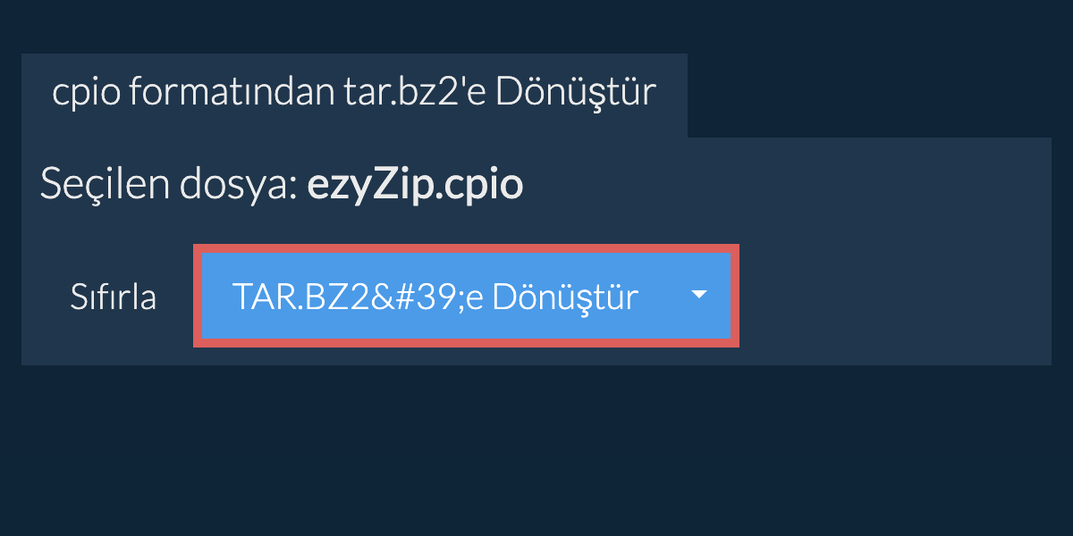 tar.bz2 dönüşümüne başlayın