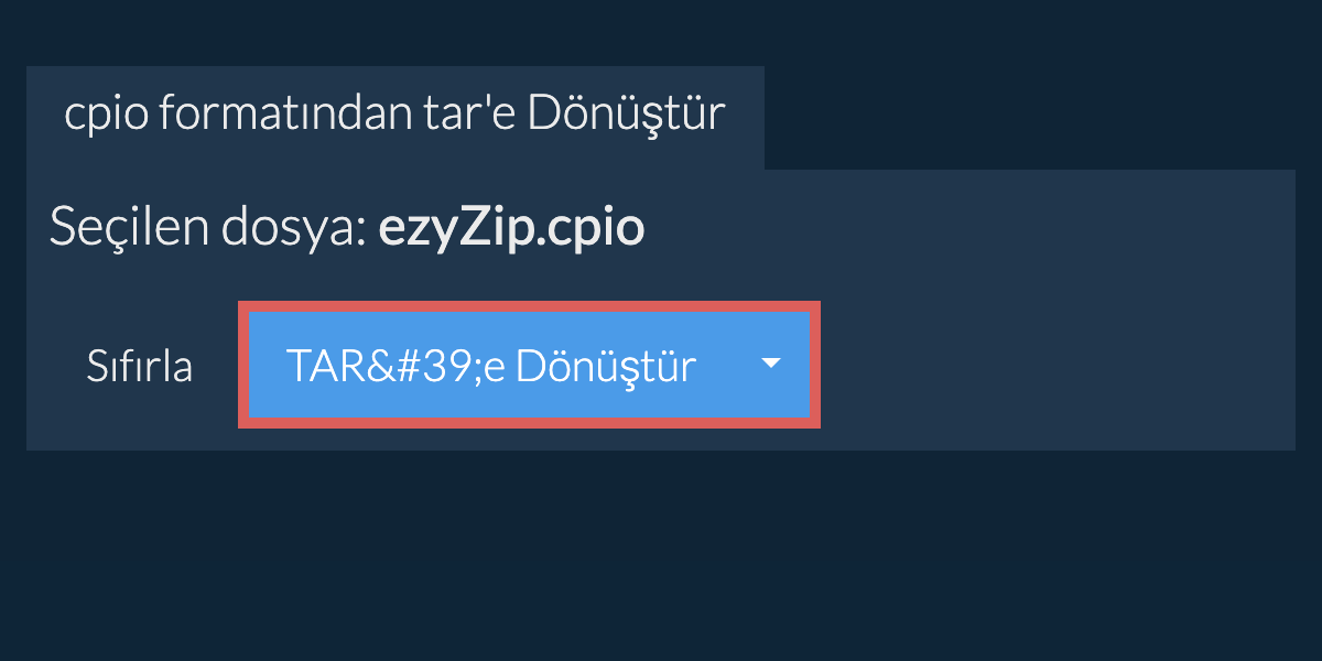 tar dönüşümüne başlayın