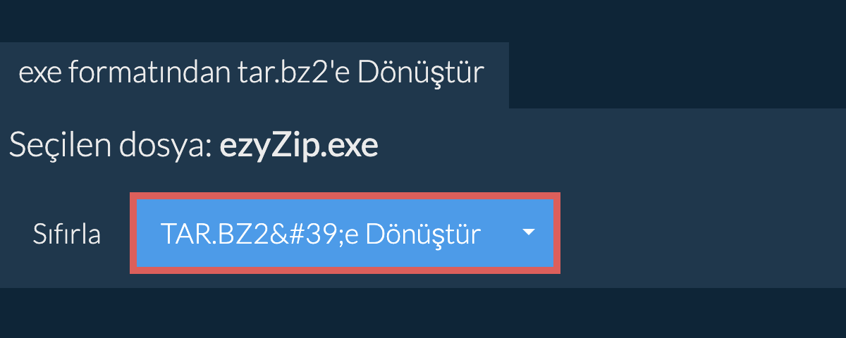 tar.bz2 dönüşümüne başlayın