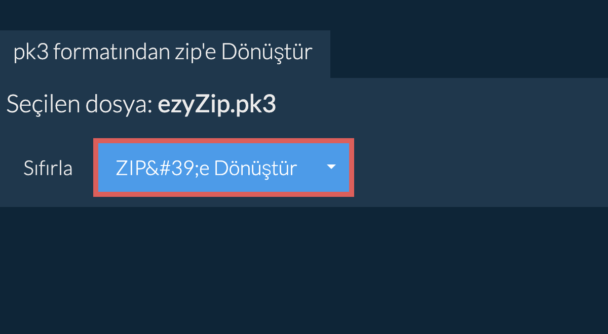 zip dönüşümüne başlayın