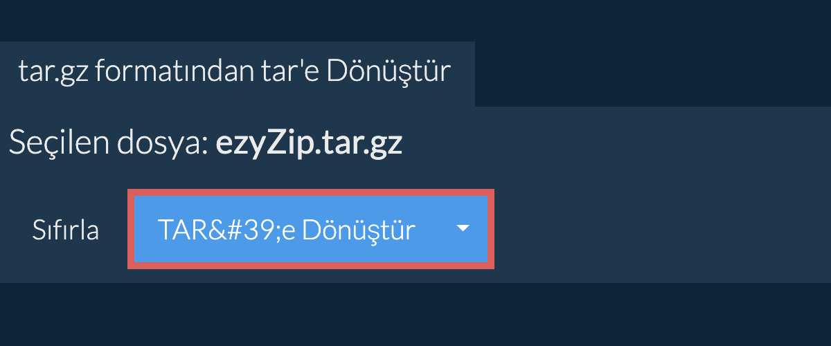 tar dönüşümüne başlayın