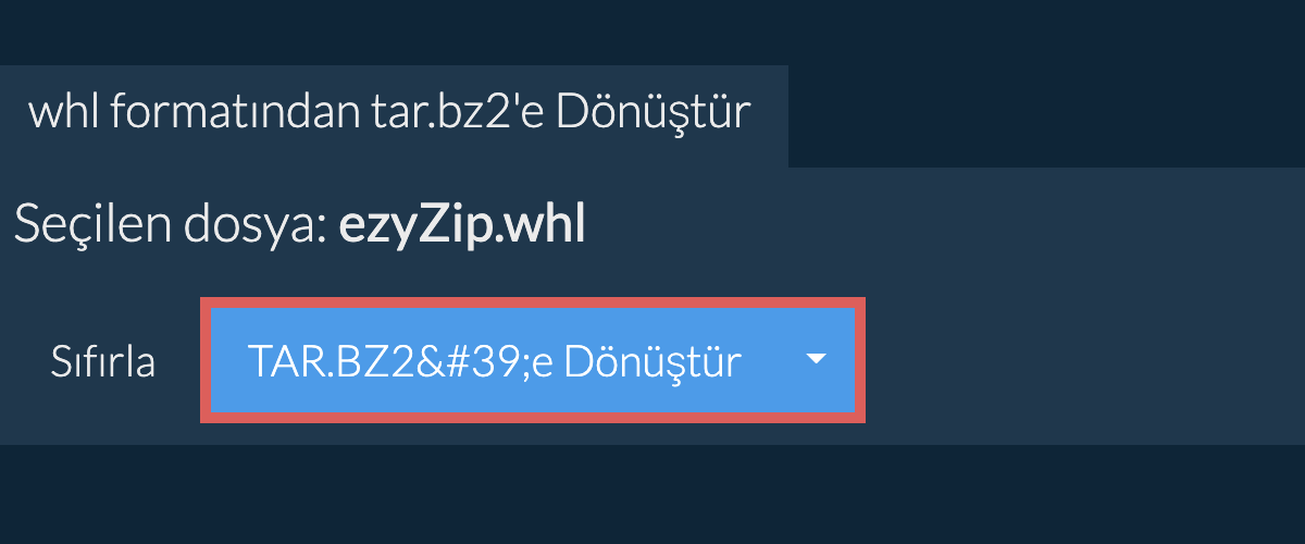 tar.bz2 dönüşümüne başlayın