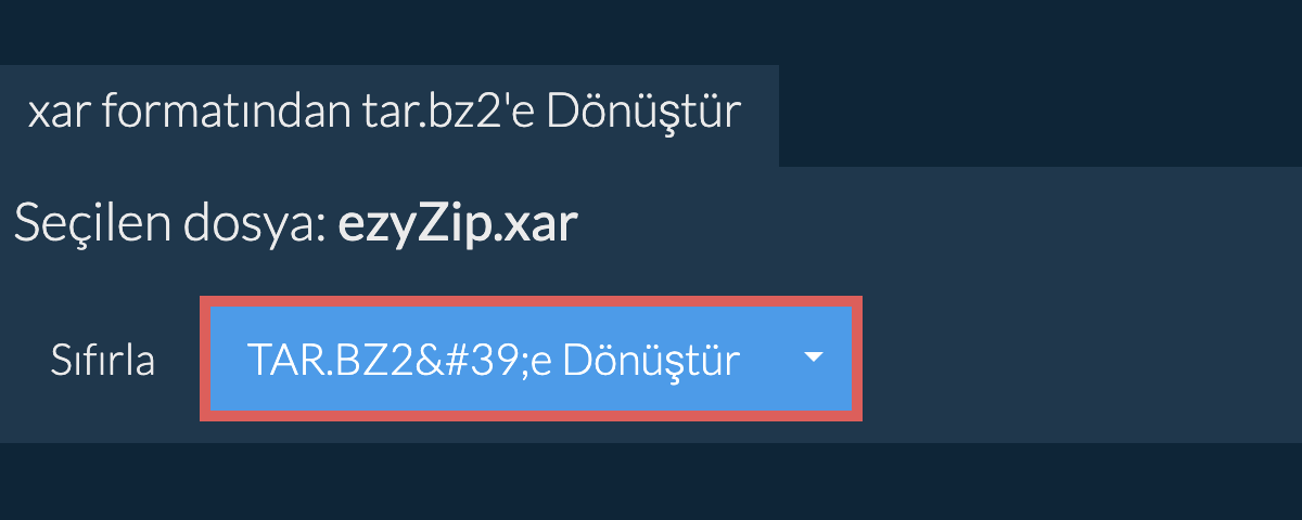 TAR.BZ2 dönüşümüne başlayın