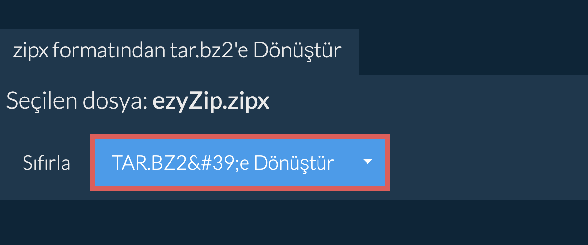 tar.bz2 dönüşümüne başlayın