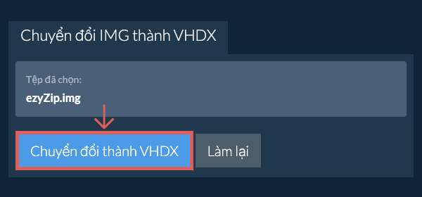 Bắt đầu chuyển đổi thành VHDX