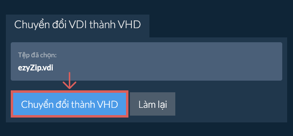 Bắt đầu chuyển đổi thành VHD